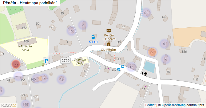Pěnčín - mapa podnikání