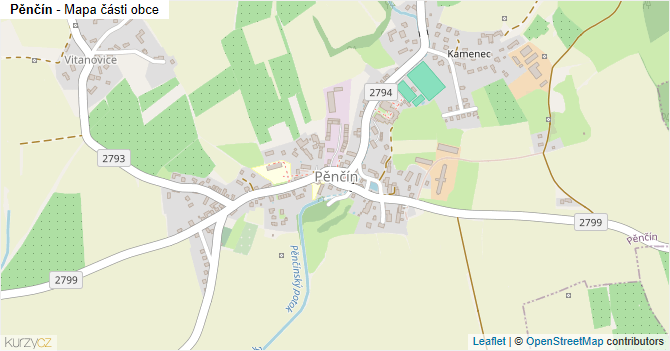 Pěnčín - mapa části obce