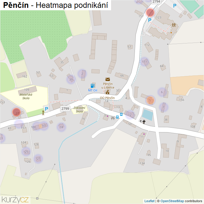 Mapa Pěnčín - Firmy v části obce.
