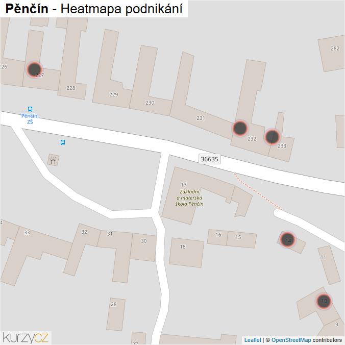 Mapa Pěnčín - Firmy v obci.