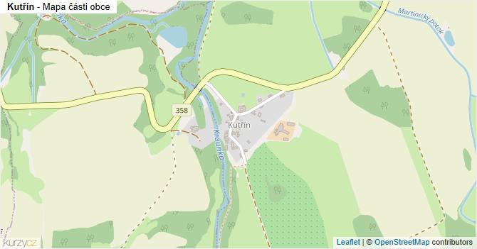 Kutřín - mapa části obce