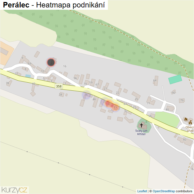 Mapa Perálec - Firmy v části obce.