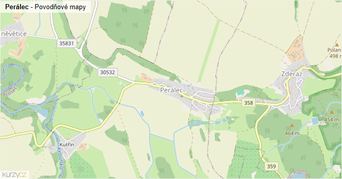 Perálec - záplavové mapy stoleté vody
