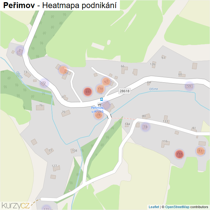 Mapa Peřimov - Firmy v části obce.