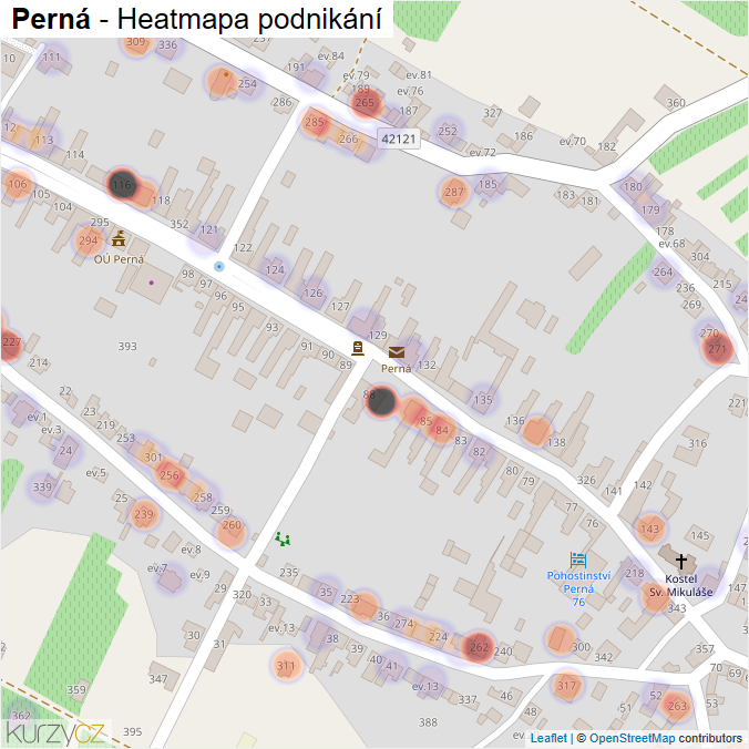 Mapa Perná - Firmy v části obce.