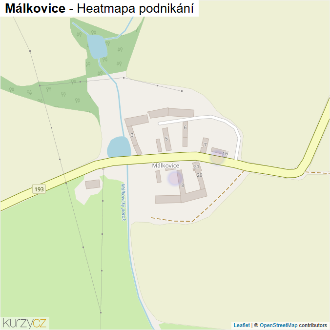 Mapa Málkovice - Firmy v části obce.