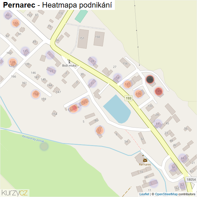 Mapa Pernarec - Firmy v části obce.
