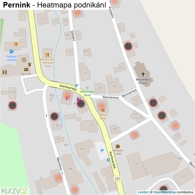 Mapa Pernink - Firmy v obci.