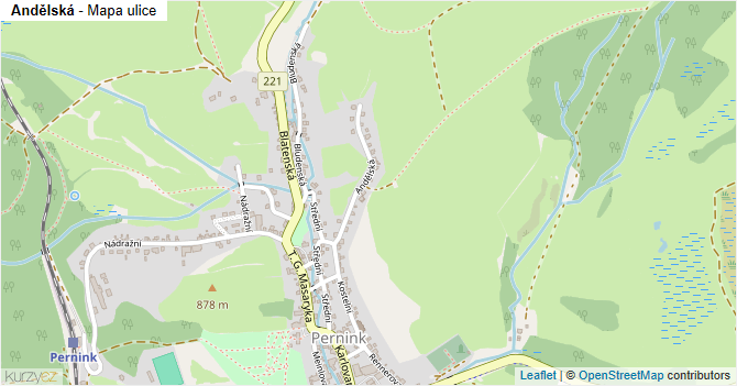 Andělská - mapa ulice