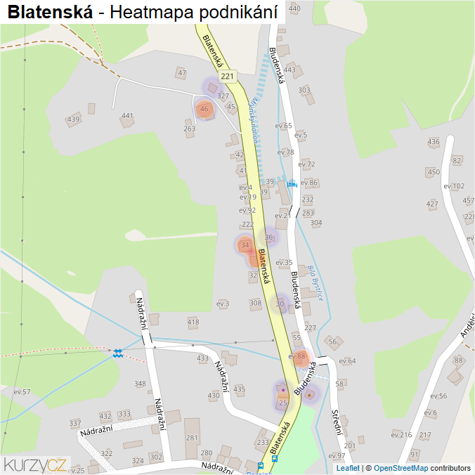 Mapa Blatenská - Firmy v ulici.