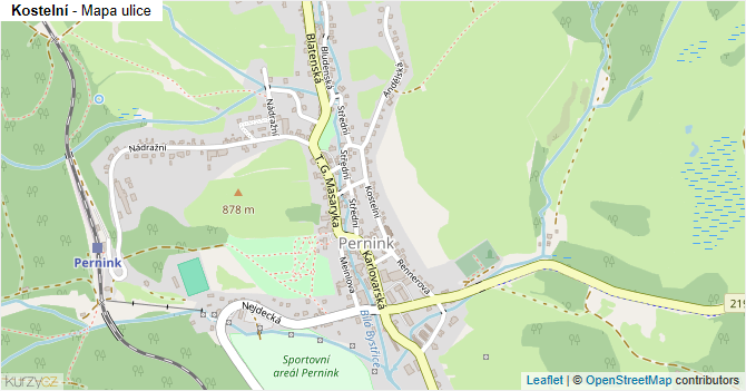 Kostelní - mapa ulice