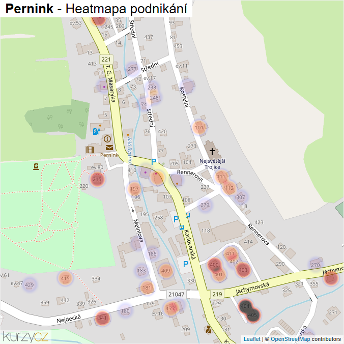 Mapa Pernink - Firmy v části obce.