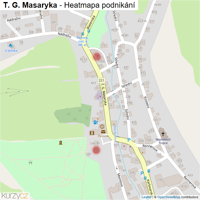 Mapa T. G. Masaryka - Firmy v ulici.