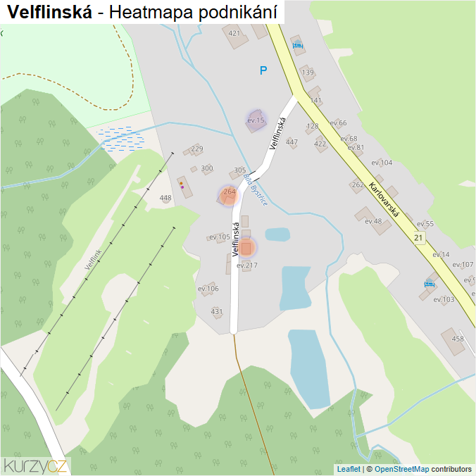 Mapa Velflinská - Firmy v ulici.