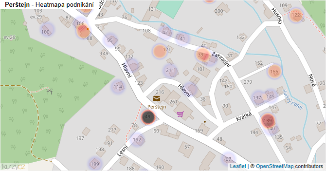 Perštejn - mapa podnikání