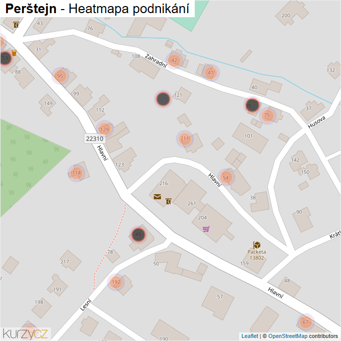 Mapa Perštejn - Firmy v obci.