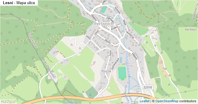 Lesní - mapa ulice