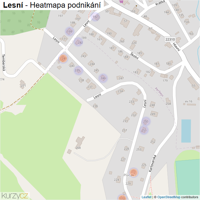 Mapa Lesní - Firmy v ulici.