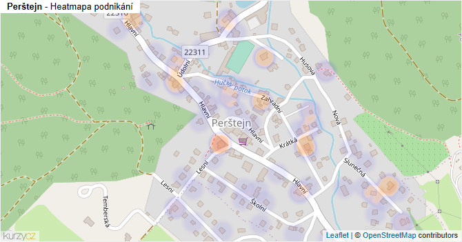 Perštejn - mapa podnikání