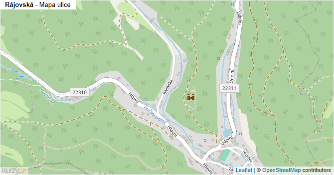 Rájovská - mapa ulice