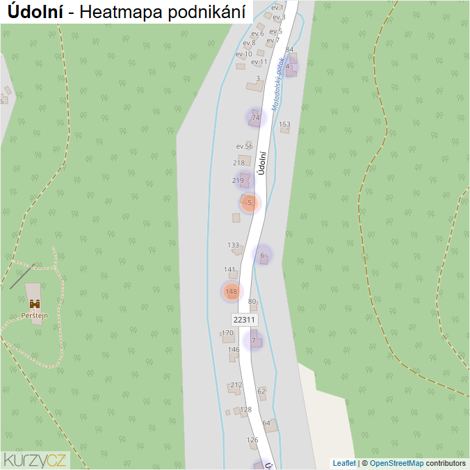 Mapa Údolní - Firmy v ulici.