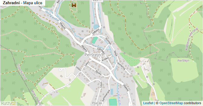 Zahradní - mapa ulice