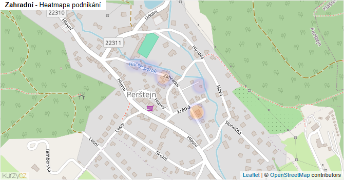 Zahradní - mapa podnikání