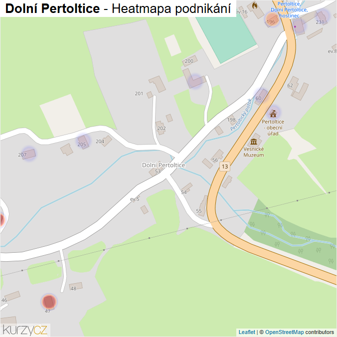 Mapa Dolní Pertoltice - Firmy v části obce.