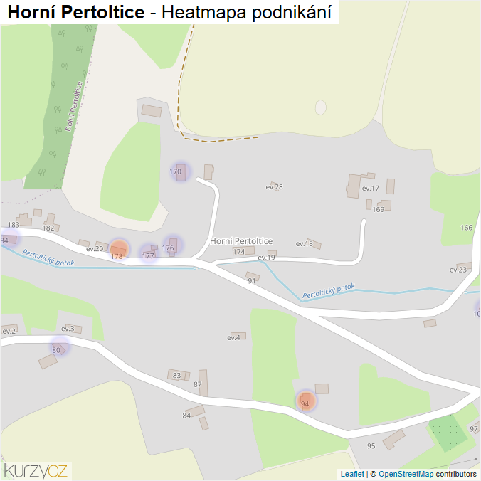 Mapa Horní Pertoltice - Firmy v části obce.