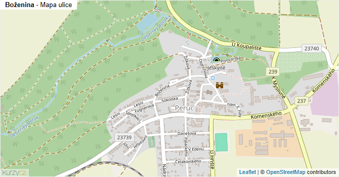 Boženina - mapa ulice