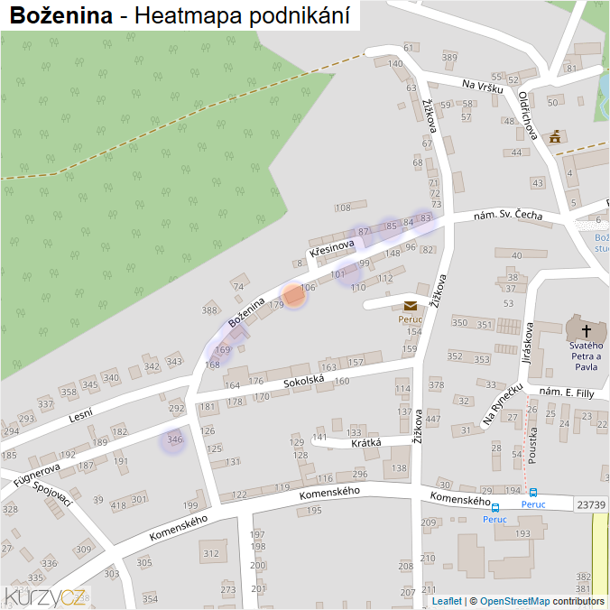 Mapa Boženina - Firmy v ulici.