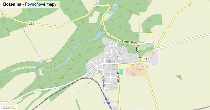 Boženina - záplavové mapy stoleté vody