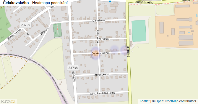 Čelakovského - mapa podnikání