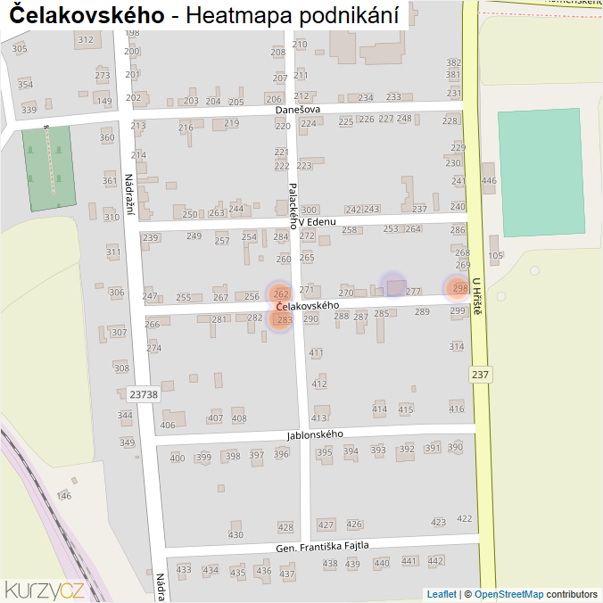 Mapa Čelakovského - Firmy v ulici.