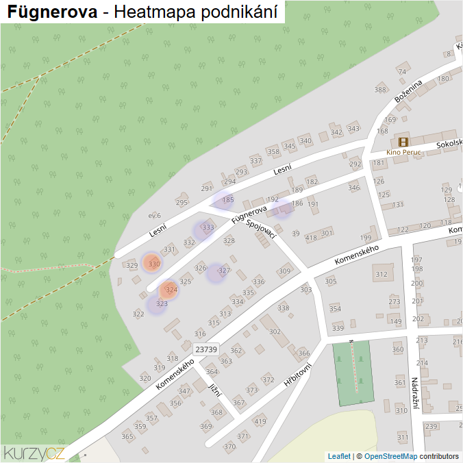 Mapa Fügnerova - Firmy v ulici.