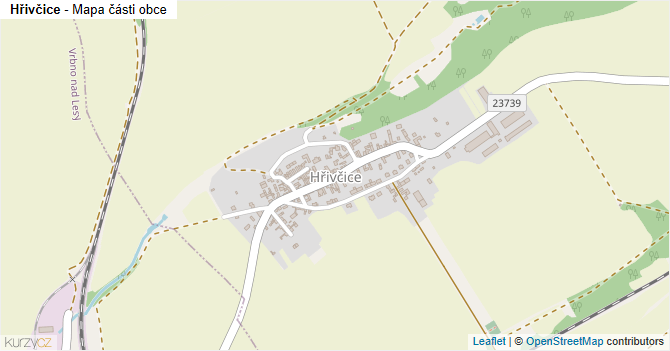 Hřivčice - mapa části obce