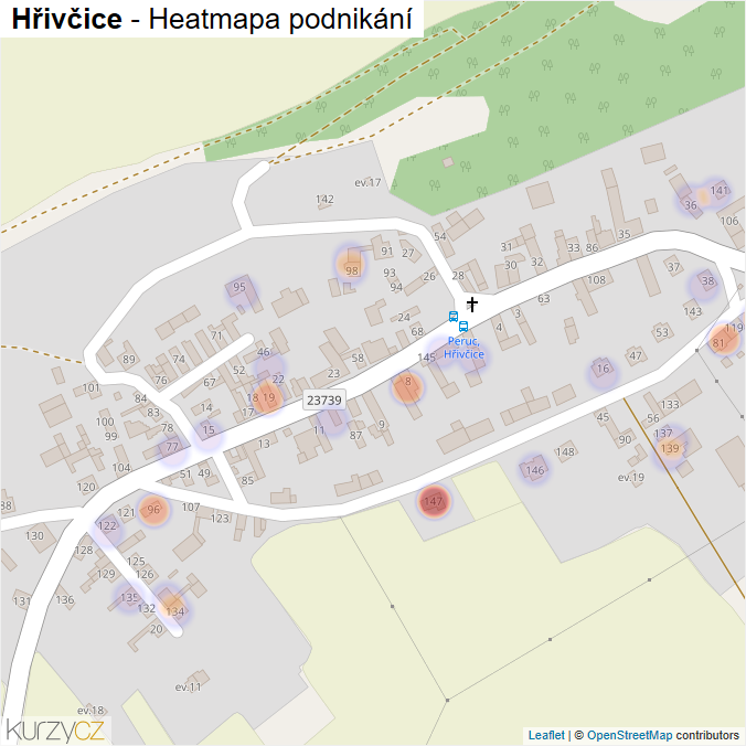 Mapa Hřivčice - Firmy v části obce.