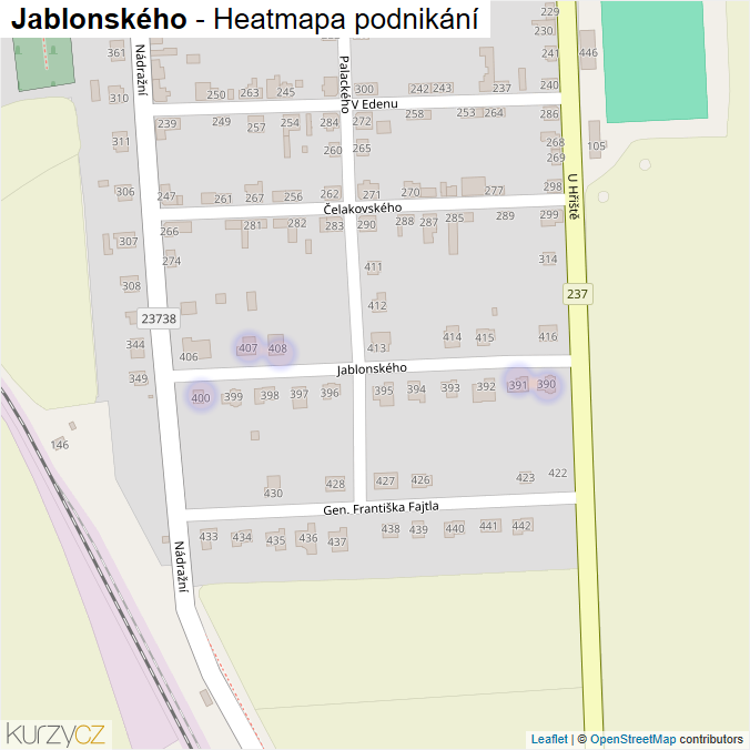 Mapa Jablonského - Firmy v ulici.