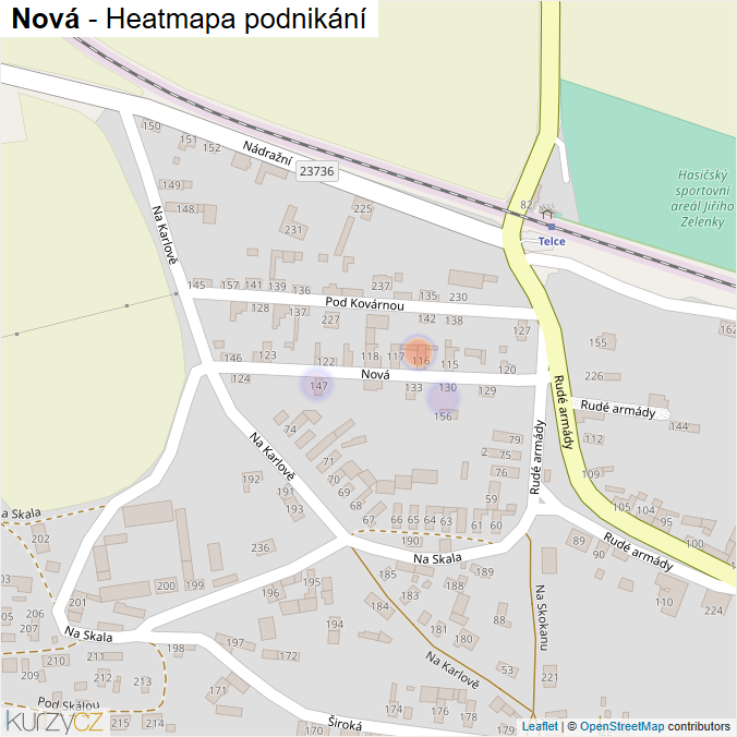 Mapa Nová - Firmy v ulici.
