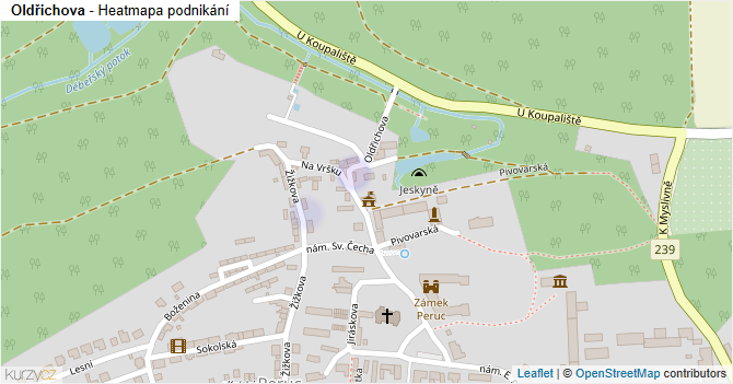 Oldřichova - mapa podnikání