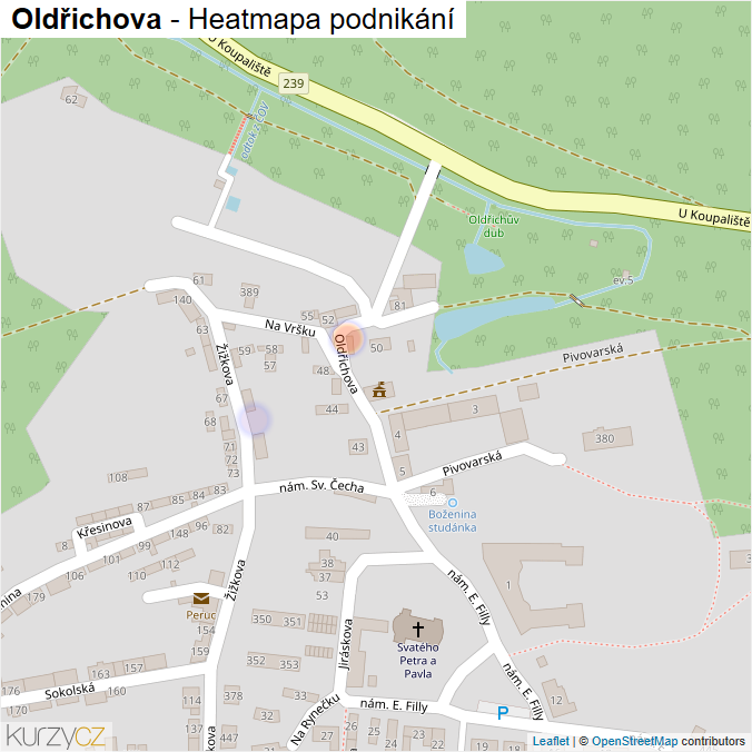 Mapa Oldřichova - Firmy v ulici.