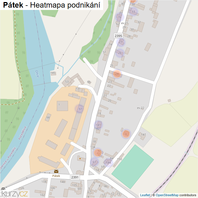 Mapa Pátek - Firmy v části obce.