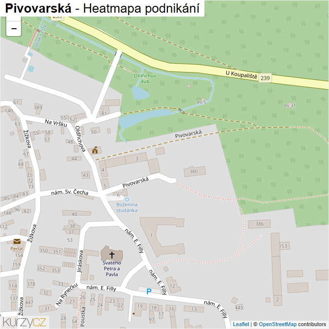 Mapa Pivovarská - Firmy v ulici.