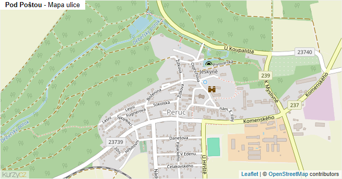 Pod Poštou - mapa ulice