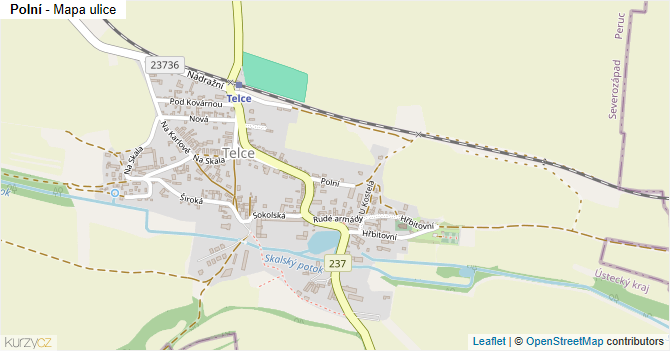 Polní - mapa ulice