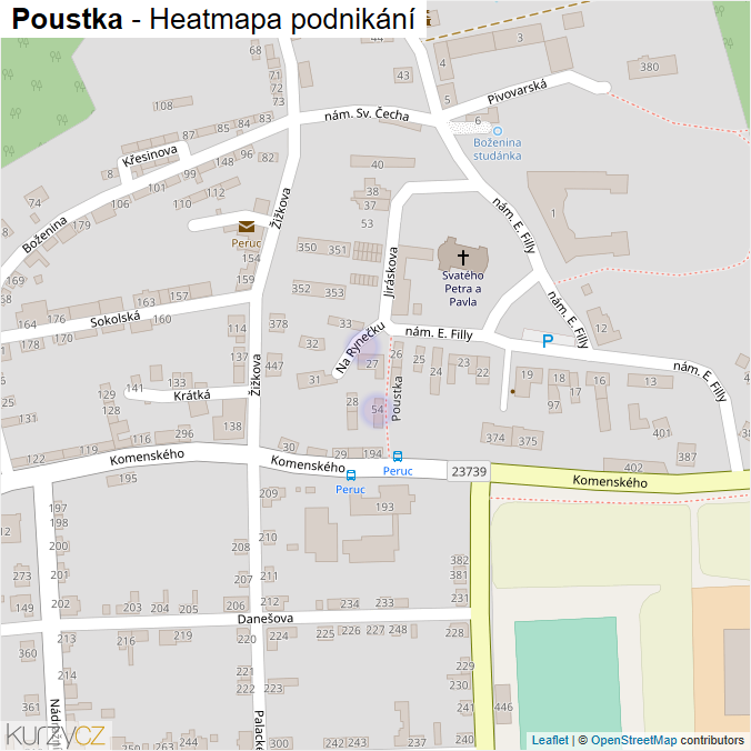 Mapa Poustka - Firmy v ulici.