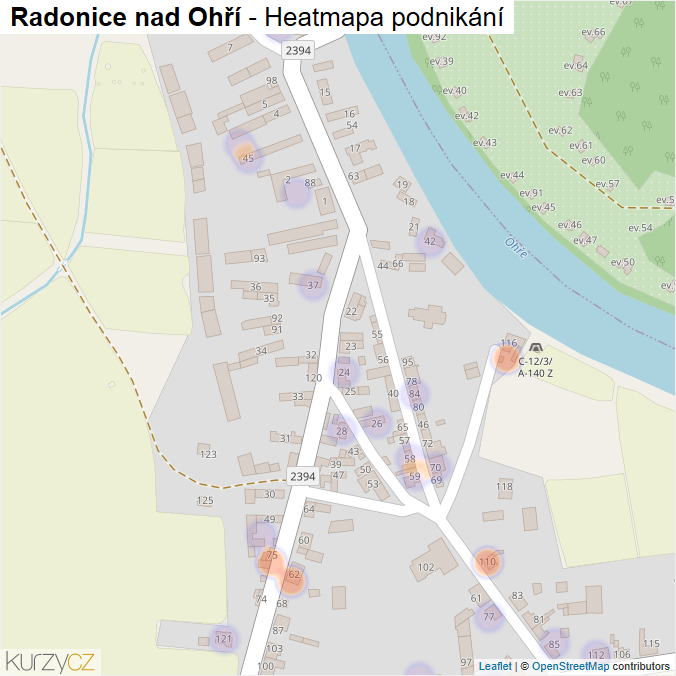 Mapa Radonice nad Ohří - Firmy v části obce.