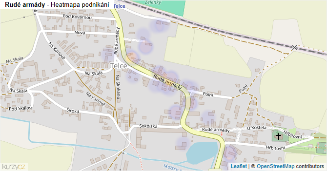 Rudé armády - mapa podnikání