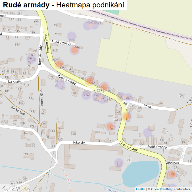 Mapa Rudé armády - Firmy v ulici.