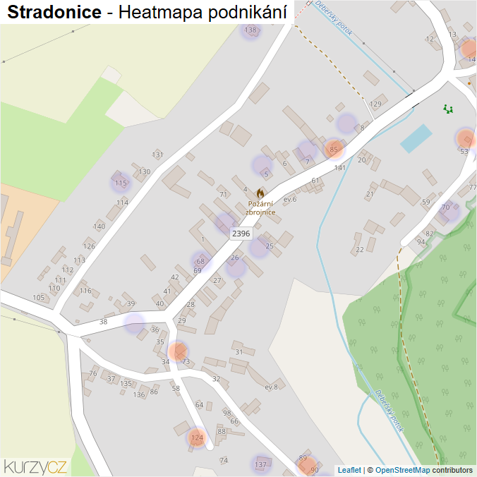Mapa Stradonice - Firmy v části obce.